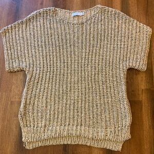 Lush knit top juniors large beige black short sleeve slits on sides soft…